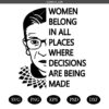 Women belong in all places where decisions are being made SVG, notorious RBG svg