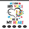 Autism Awareness Mom and Son Shirt SVG PNG ,I Am His Voice SVG , He Is My Heart SVG PNG