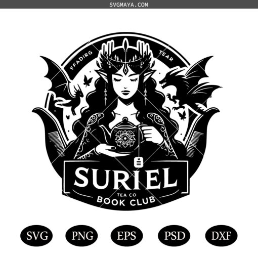 Suriel Tea Co Book Club Graphic SVG, Reading Teapot SVG PNG