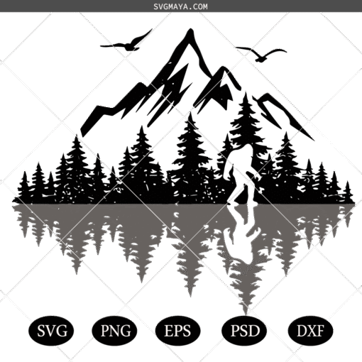 Bigfoot SVG, Wildlife Bigfoot Forest Camp SVG, Camping SVG