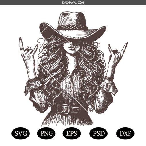 Cowgirl SVG PVG, Vintage SVG PNG, Rocker SVG PNG