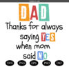Dad thanks for always saying YES when mom said NO SVG, Dad Jokes SVG, Dad SVG PNG