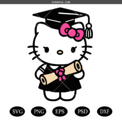 Girl Grad Shirt SVG, Girl Graduation SVG, Kawaii Kitty SVG, Preschool  SVG