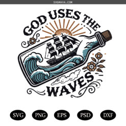 God uses the waves SVG PNG, Retro Christian SVG PNG, Bible Verse SVG PNG