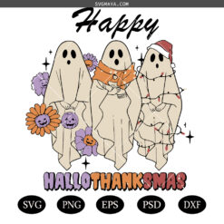 Happy Hallo thank smas SVG PNG, hallo ween flora SVG PNG, vintage floral ghost SVG PNG