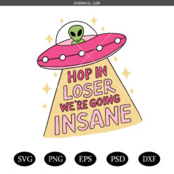Hop In Loser Were Going Insane PNG SVG, Mental Health SVG PNG, Anxiety Therapy Png svg