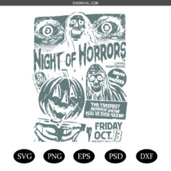 Horror Night SVG PNG, Night of Horrors SVG PNG, Trendy Halloween SVG