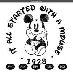 It All Started With A Mouse 1928 SVG PNG, Cartoon Mouse SVG PNG