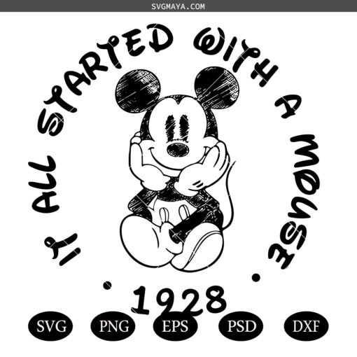 It All Started With A Mouse 1928 SVG PNG, Cartoon Mouse SVG PNG