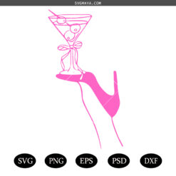 Martini Glass with Ribbon Bow SVG PNG,  Espresso Martini SVG PNG