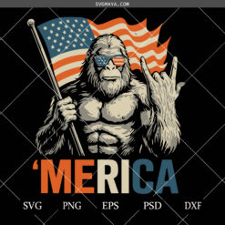 Bigfoot SVG PNG, Patriotic USA Flag SVG PNG, American Pride SVG