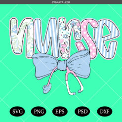 Nurse Coquette SVG PNG, Nurse Blue Floral SVG PNG, Preppy Nurse Floral SVG PNG