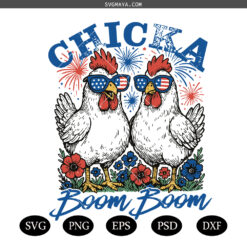 Chicka Boom Boom SVG PNG, Vibes Red White and Blue SVG PNG, Rooster Fireworks USA SVG