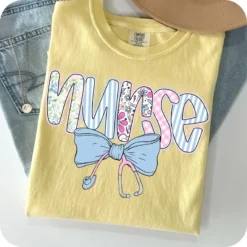 Alternative view of Nurse Coquette SVG PNG, Nurse Blue Floral SVG PNG, Preppy Nurse Floral SVG PNG