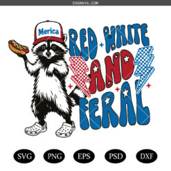 Red White and Feral SVG PNG, Feral Raccoon Tee Shirt Feral Girl SVG PNG