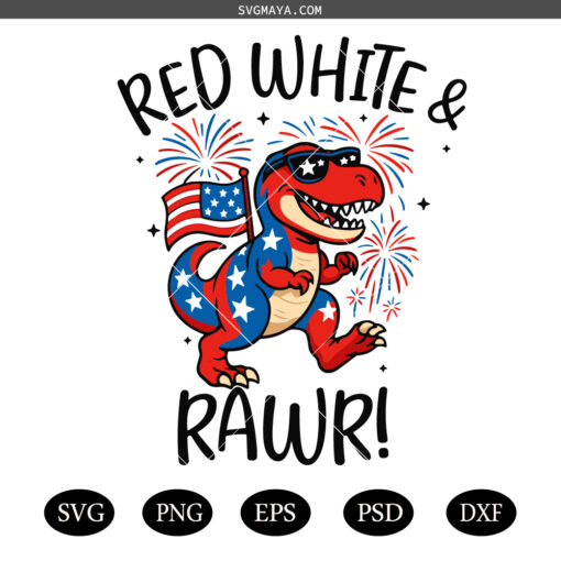 Red White and Rawr SVG PNG,  Kids 4th of July SVG PNG, American Boy Fourth of July SVG PNG