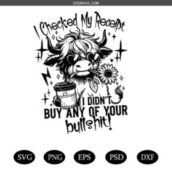 Sarcastic Cow SVG PNG, Funny Cow Bullshit SVG PNG, Snarky Highland Cow Swearing SVG PNG