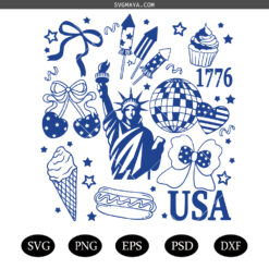 Vintage USA SVG PNG, Preppy 4th of July SVG PNG, Girly Memorial Day PNG SVG