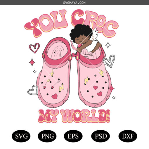 You croc my world SVG PNG, funny valentine quotes SVG PNG, retro valentines day SVG PNG
