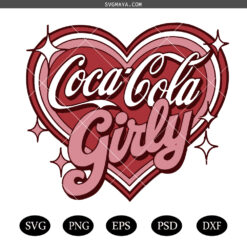 Coca Cola Girly PNG SVG ,Coca Cola Heart Sparkle Pink SVG, Coca Cola Vintage SVG