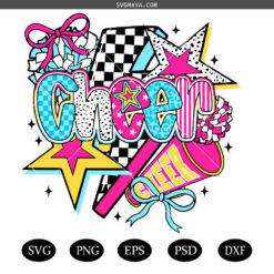 Colorful Checker Bow SVG PNG, Cheerleader Coquette SVG PNG, Cheer SVG PNG, Cheer Season SVG PNG