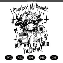 Funny Cow Bullshit SVG PNG Snarky Highland Cow Swearing Png Sarcastic Cow Svg
