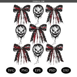 Halloween Coquette Bow PNG SVG ,Retro Horror Halloween Bow SVG, Coquette Halloween PNG SVG