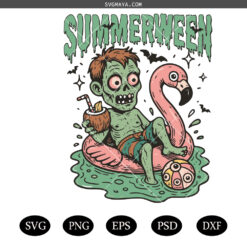 Halloween in Summer Spooky Beach Flamingo  SVG PNG, Trendy Summerween PNG SVG, Retro Halloween in Summer Spooky Beach Flamingo  SVG PNG