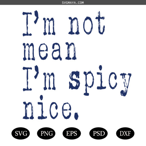 I'm Not Mean Spicy Nice SVG ,  Snarky Sarcasm Anxiety SVG, Antisocial SVG