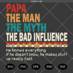 Papa The Man The Myth The Bad Influence SVG PNG, Fatherhood SVG PNG, Father's Day SVG