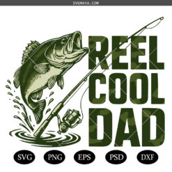 Retro Reel Cool Dad SVG PNG, Bass Fishing SVG PNG,  Father Hood SVG PNG