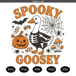 Spooky Goosey PNG SVG, Goose Halloween SVG PNG, retro Halloween SVG
