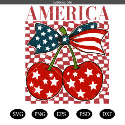America Coquette SVG PNG, Retro America Checkered PNG SVG, Patriotic SVG PNG
