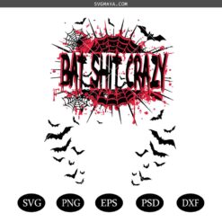 Bat shit crazy Halloween PNG SVG, Retro Halloween shit SVG PNG, Halloween Bat shit crazy SVG PNG