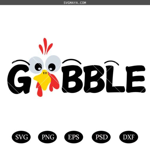Gobble SVG, Thanksgiving SVG, Turkey Face SVG, Funny Kids Turkey Png SVG