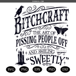 Bytch Craft SVG, Funny Halloween SVG, Sarcastic Witch SVG PNG, Snarky Adult Humor Png, Retro Witchcraft svg