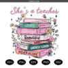 Teacher Boho Floral Books Png SVG, Preppy Teacher Png SVG, Coquette Teacher Life Png SVG