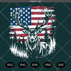 American Flag Buck PNG SVG, USA Flag Deer Graphic SVG PNG, Whitetail Deer Flag SVG PNG