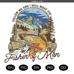 Fishers of Men PNG SVG ,Christian Fishing Graphic SVG ,Matthew 4:19 Bible Verse SVG PNG