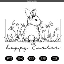 Happy Easter SVG, Easter SVG, Floral Bunny SVG, Spring Svg
