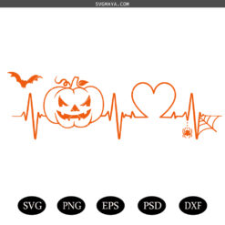 Pumpkin Heartbeat SVG, Pumpkin Face svg, Spooky SVG