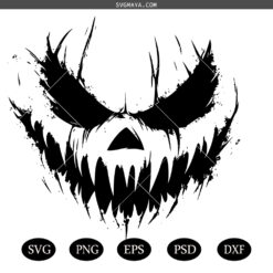 Scary Face Halloween SVG, Spooky Face  SVG, Creepy Pumpkin Face SVG