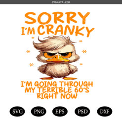 Sorry I'm Cranky SVG ,Sorry goose  SVG, Sorry I'm Cranky I'm Going Through My Terrible 60's Right png svg