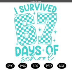 67 Checkered Svg, I Survived 67 Days Of School Svg, Png, Digital Download