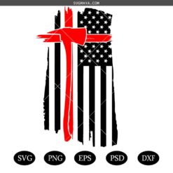 American Flag Firefighter SVG,Cross With USA Flag SVG, Christian Cross American Flag Svg