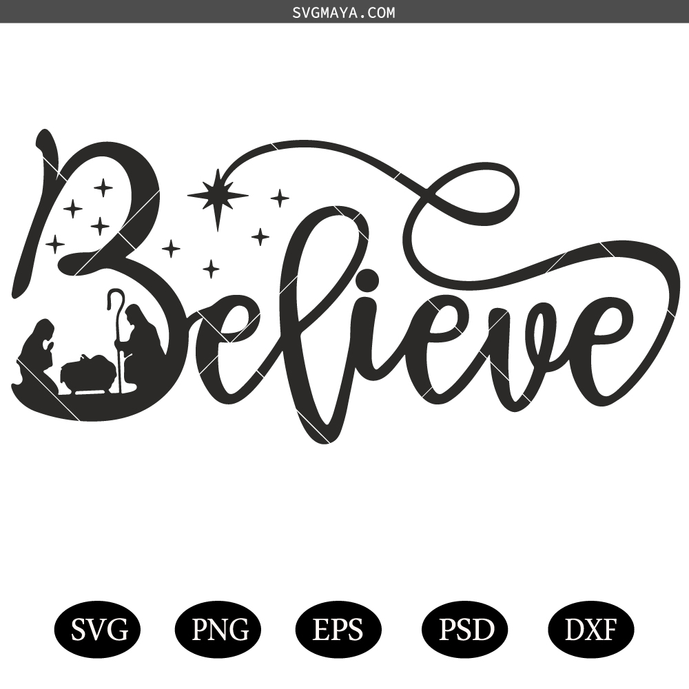 Believe SVG, Christmas SVG, Winter Door Sign SVG