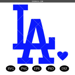 Heart LA svg,Dodgers SVG,LA Baseball SVG, Dodgers mascot Svg