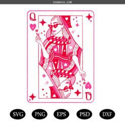 Queen of hearts svg, Valentine’s Day svg, Cute red and pink queen of hearts svg