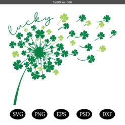 St. Patrick's Day Svg, lucky SVG,Clover Leaf Svg,St Patricks Day Dandelion Shamrock