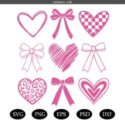 Valentine Coquette Heart SVG,Valentine's Day Love svg, XoXo Svg,Valentine's day Heart Coquette bow svg